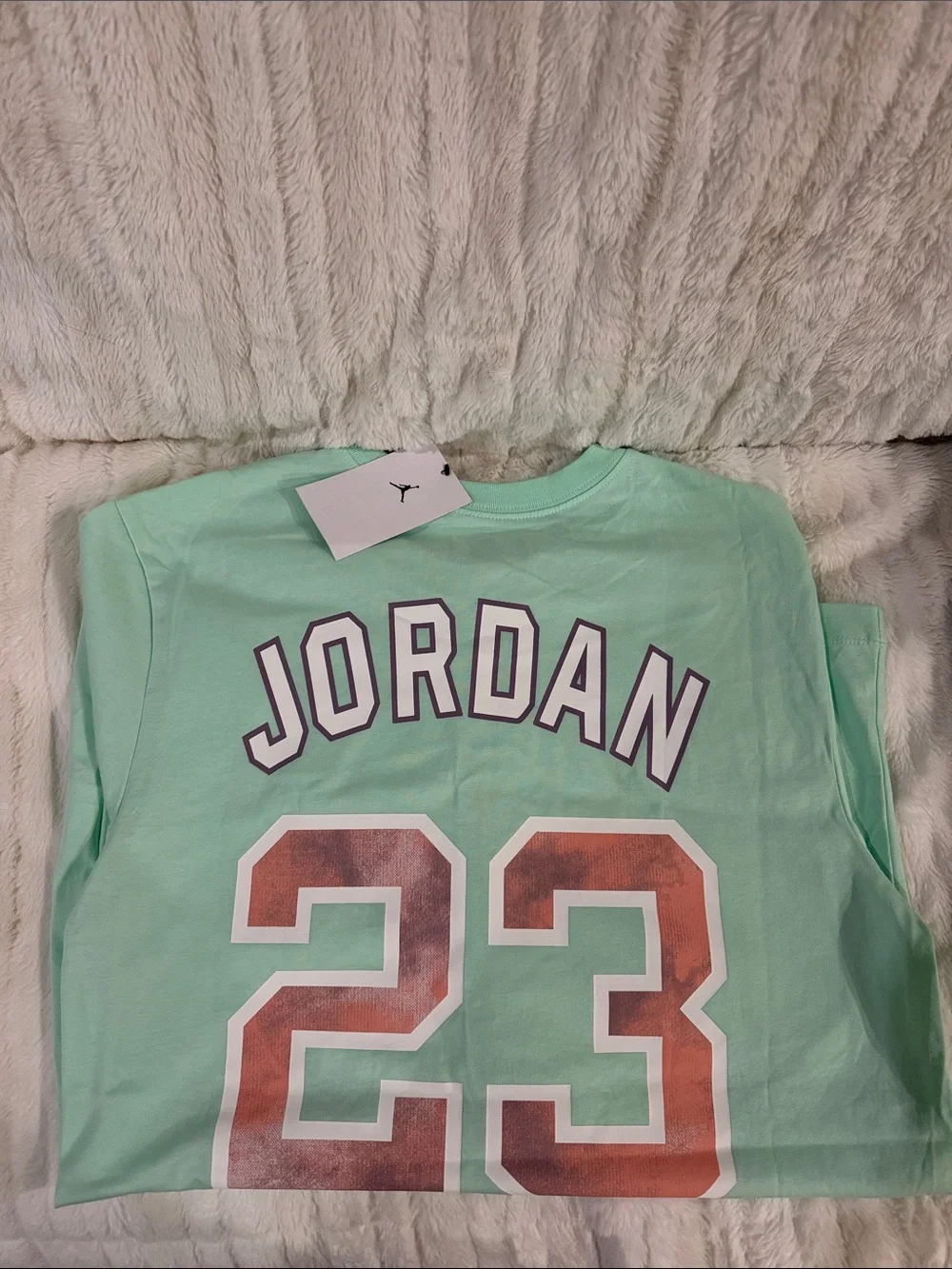 Jordan Mint Green Tee with Pink Jumpman Logo